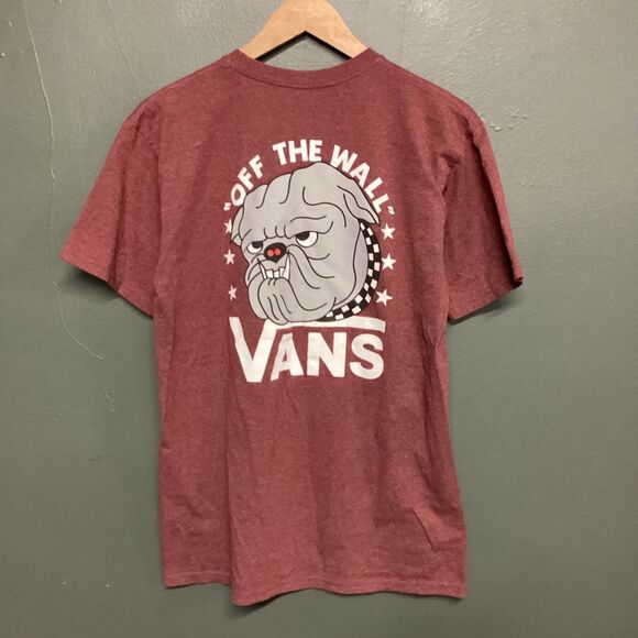 VANS Men's Off The Wall Bulldog T-shirt Burgundy Size Medium - Picture 1 of 5